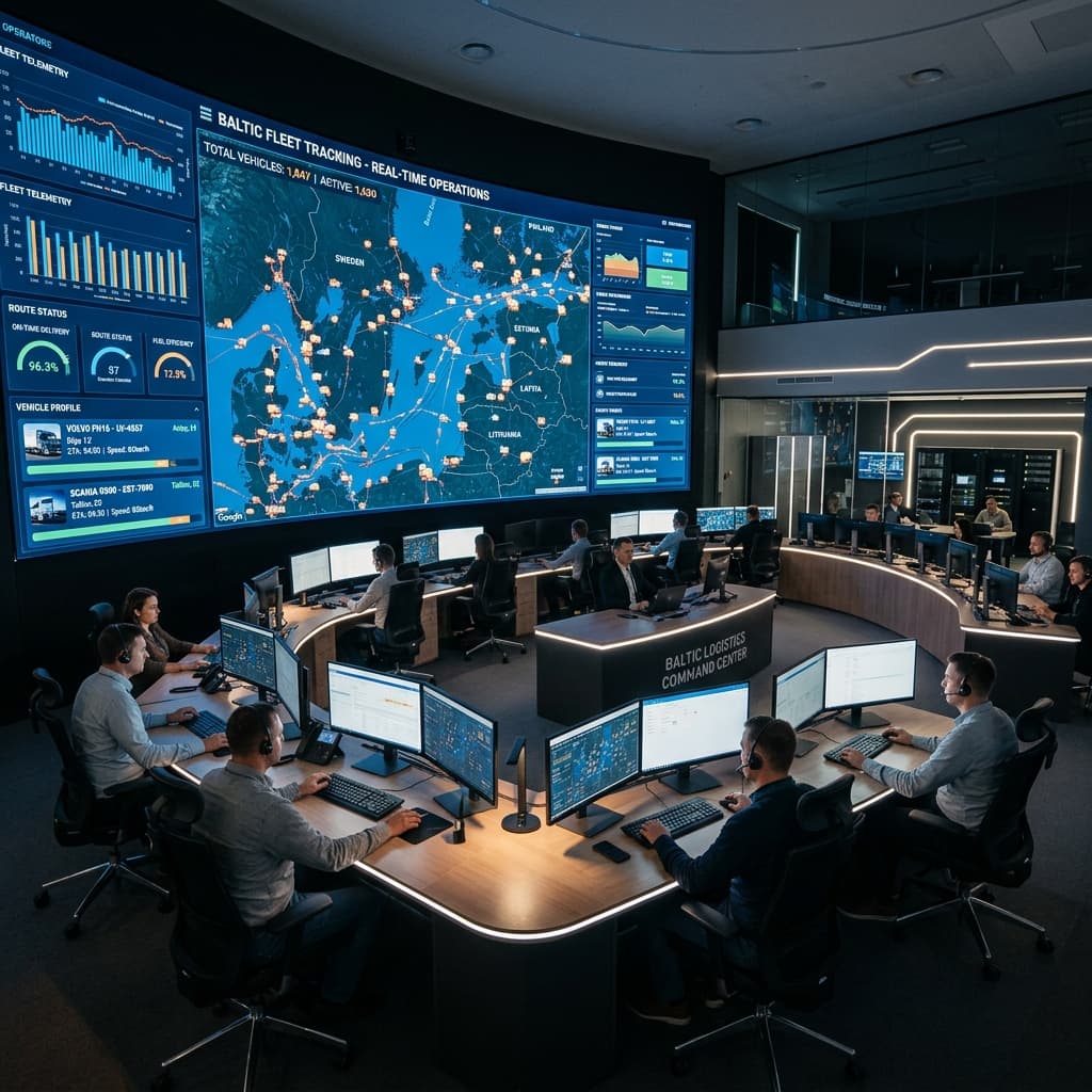 State of the art Baltic logistics command center and telemetry screen